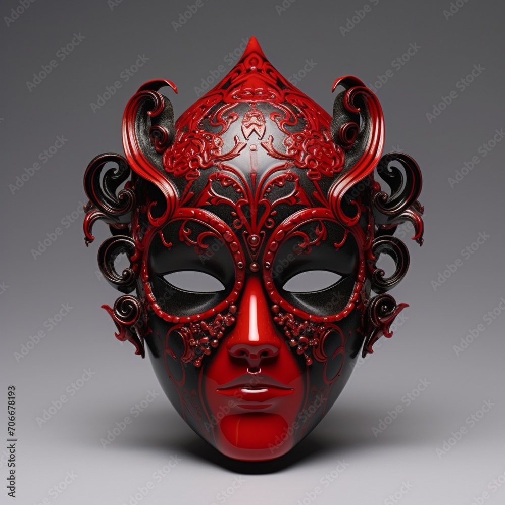 Carnival red masquerade party face mask image