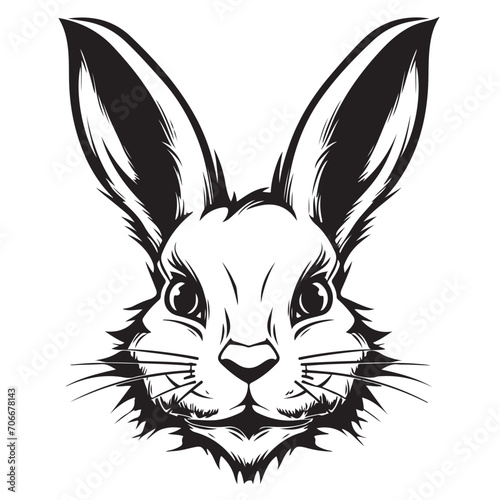 Rabbit line art. vintage. Bunny tattoo or easter event print design vector