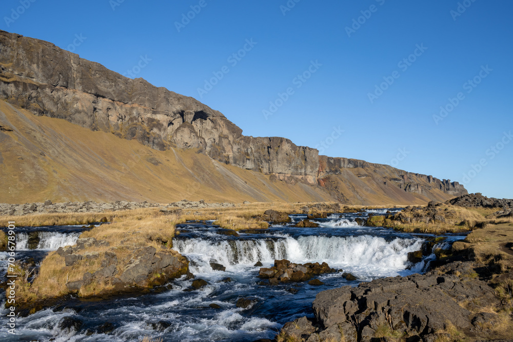Cascade waterfall Fossalar, Iceland