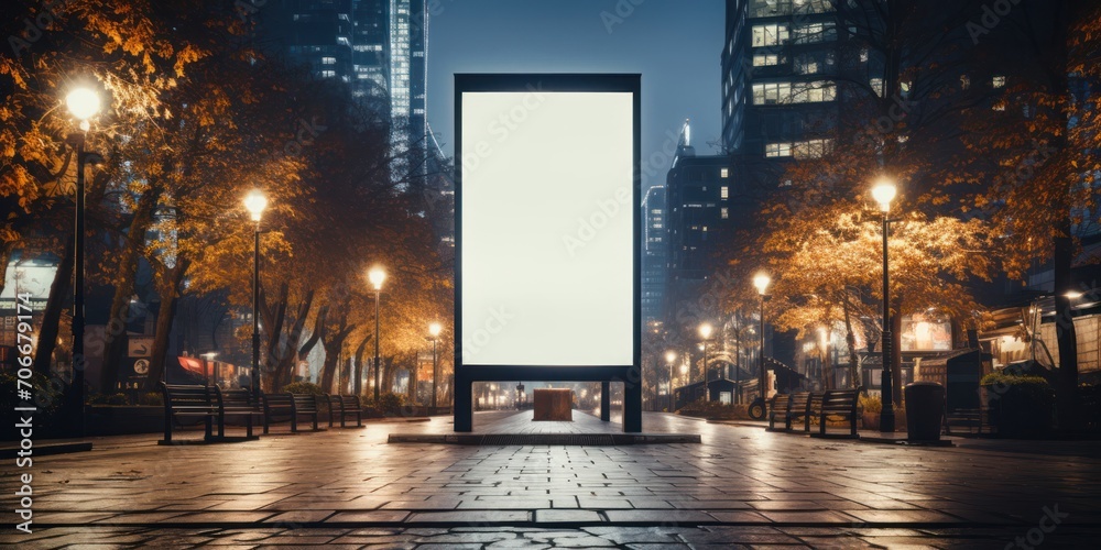 Empty Billboard in City at Night Signals Opportunity for Advertisers Generative AI Empty Billboard in City at Night Signals Opportunity for Advertisers Generative AI