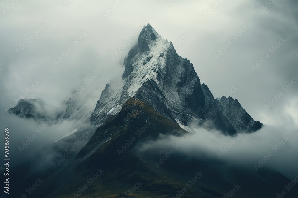 Mountain peak covered by snow