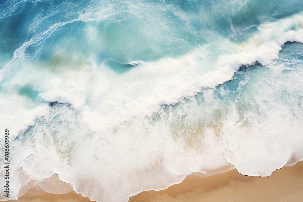 Sea waves on beach sand. Top view Sea waves on beach sand. Top view