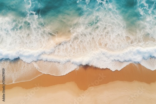 Sea waves on beach sand. Top view