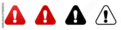 Caution danger triangle exclamation icon vector photo