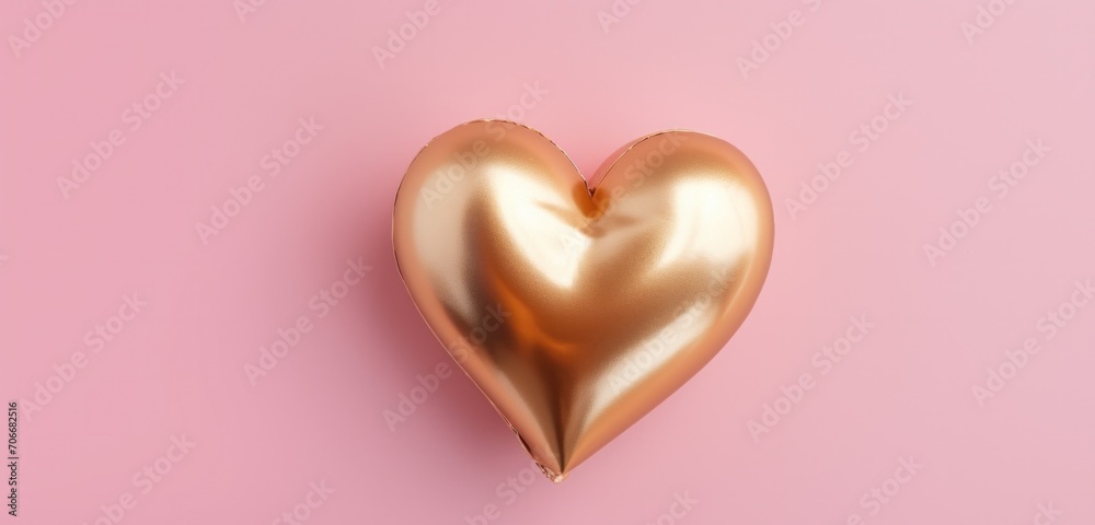 an empty gold heart on a pink background
