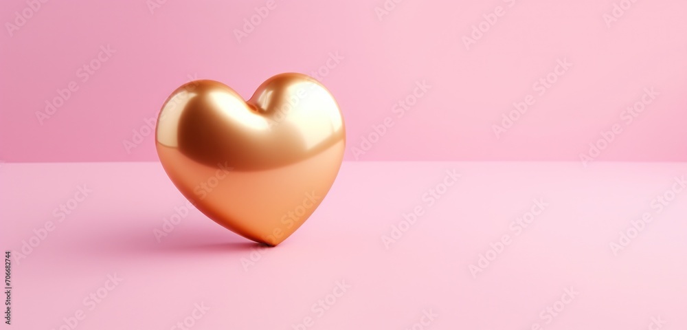 an empty gold heart on a pink background