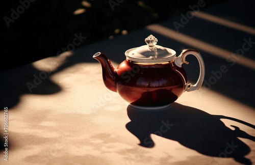 a white teapot in the sun