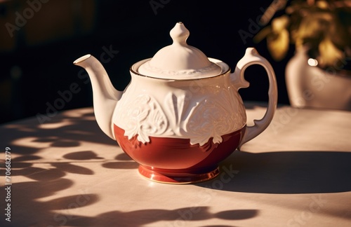 a white teapot in the sun