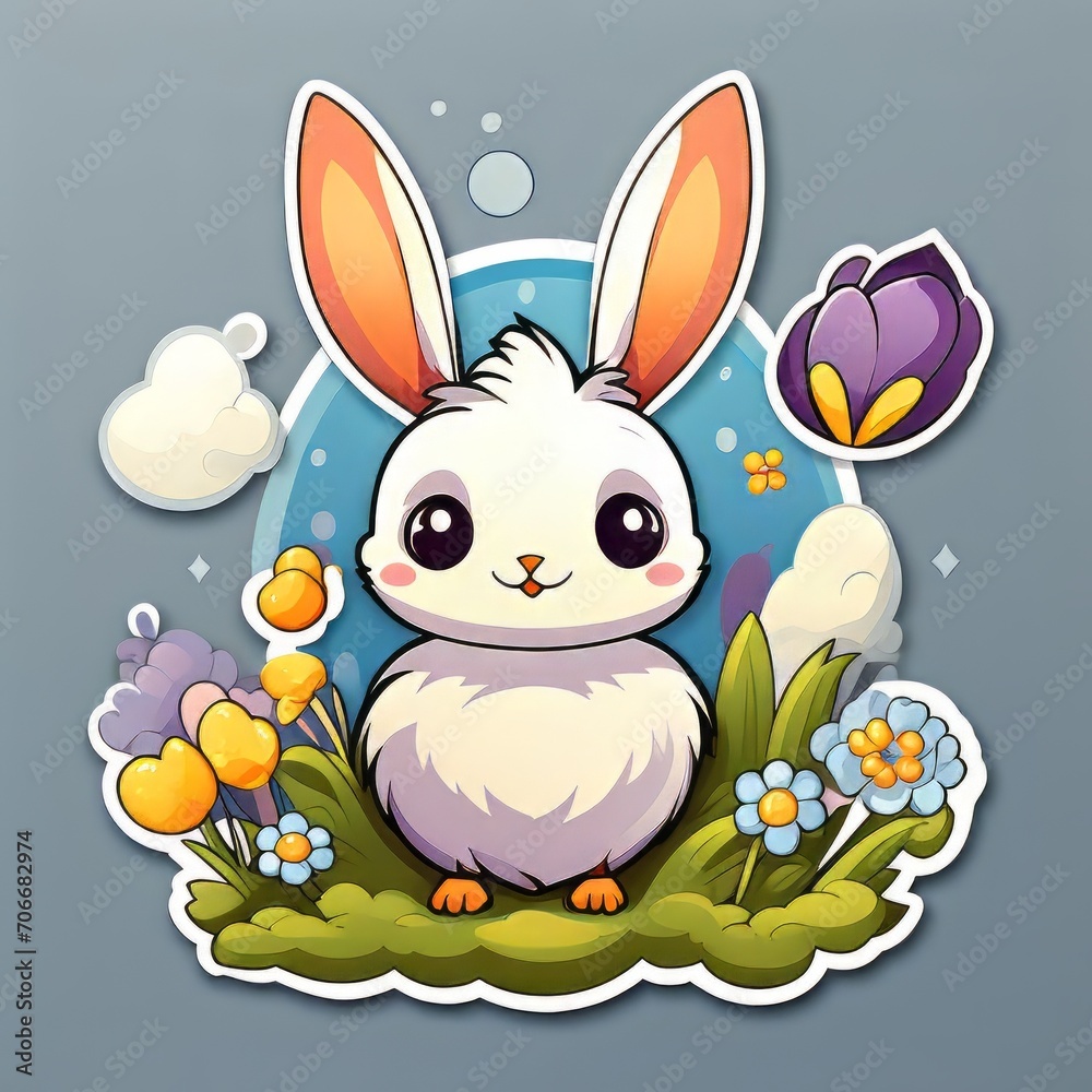 easter bunny with flowers