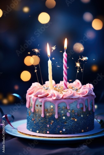 birthday card with beautiful candlelit cake