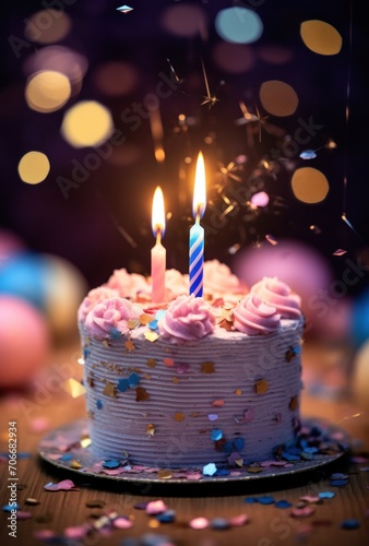 birthday card with beautiful candlelit cake