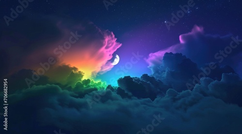 a rainbow cloud is being lit up by the light of moon color cloud © olegganko