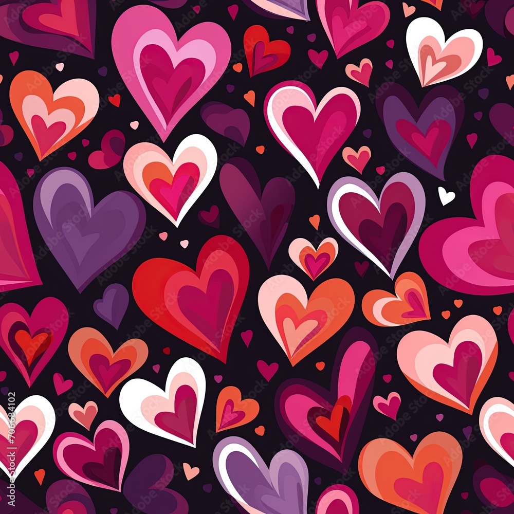 A seamless pattern with different small hearts A seamless pattern with different small hearts