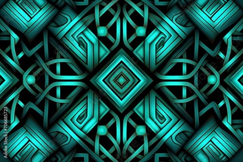 Symmetric teal square background pattern