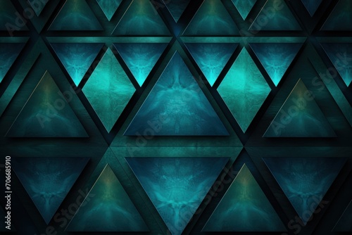 Symmetric teal triangle background pattern