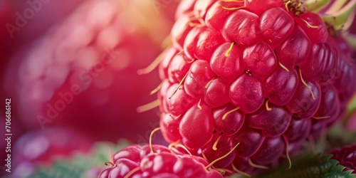 fresh juicy raspberries close-up Generative AI