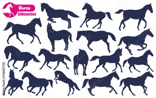 Animal Horse Running Silhouettes vector