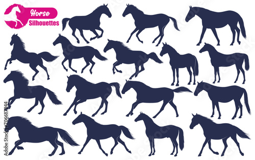 Animal Horse Running Silhouettes vector