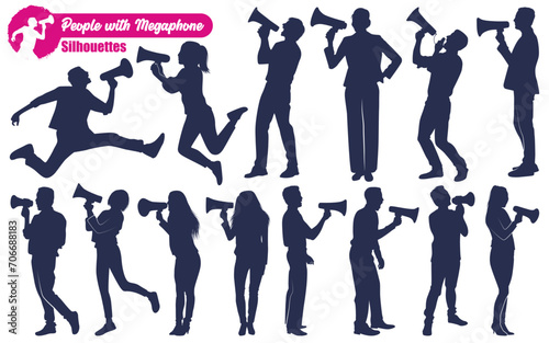 Promotion with Megaphone Silhouettes Vector