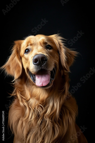 a playful golden retriever in plain isolated background