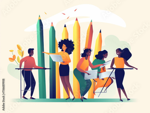 Group of diverse people meeting and planning