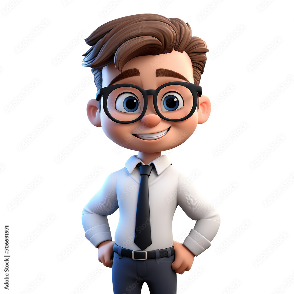 cartoon businessman with a magnifying glass
