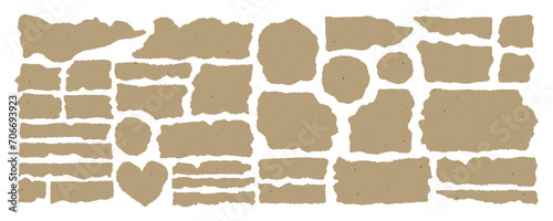 Craft torn ripped paper rectangle shape vector illustration. Cutout beige collage piece, shred strip, cut sheets with a square grid. Calligraphy border, isolated grunge header background