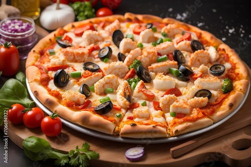 pizza with mushrooms and tomatoes