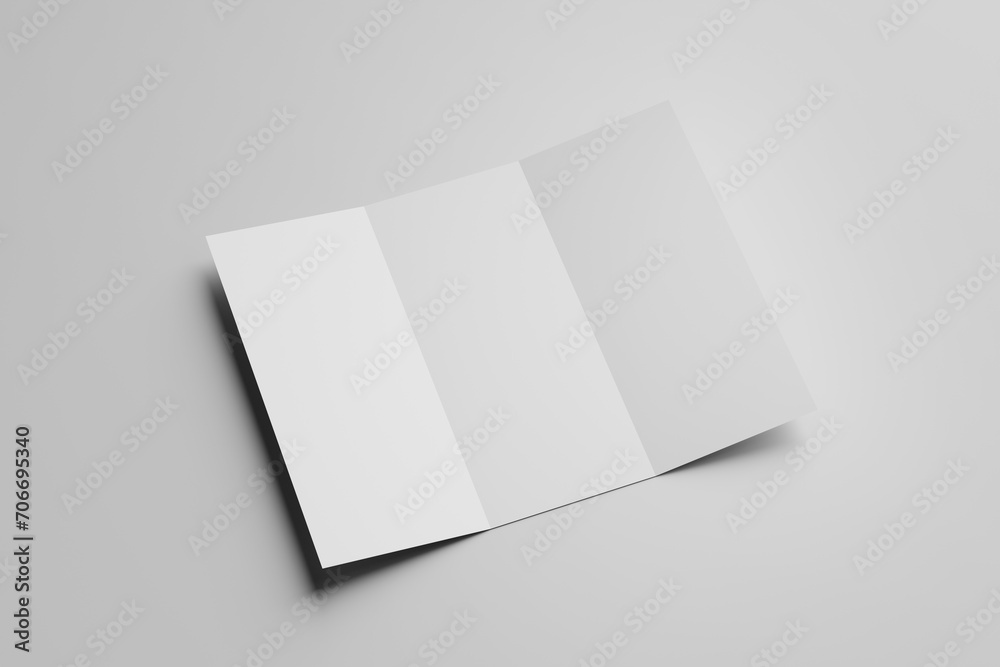 Trifold or brochure a4 mockup isolated on gray background - obrazy, fototapety, plakaty 