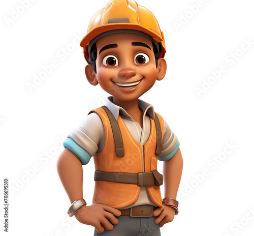 3d, construction manager figurine, isolated on white background