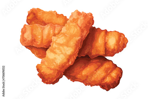 Crispy fried pork pieces vector illustration, menu, isolated on black background