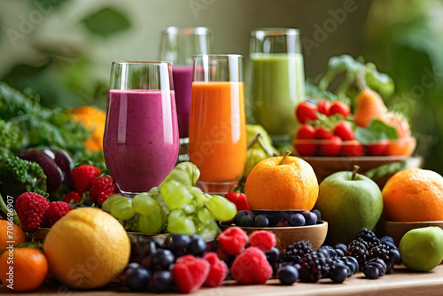Healthy still life. Fruits  vegetables  yoga  and smoothies. A vibrant portrayal of wellness and a wholesome lifestyle. Perfect for health concepts.