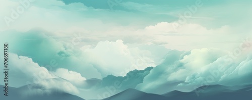 Teal sky with white cloud background