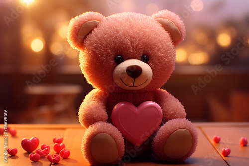Cartoon Toy Bear With Heart, Valentine's Day Card With Space For Text © Ksenia Belyaeva