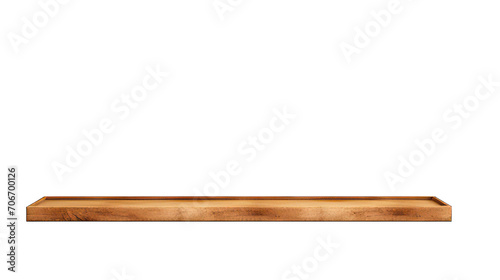 Wooden shelf isolated on white created with Generative AI