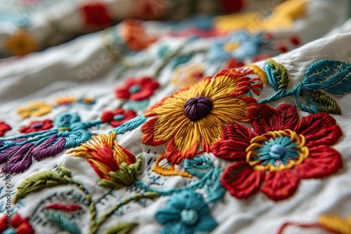 Colorful flowers embroidere...