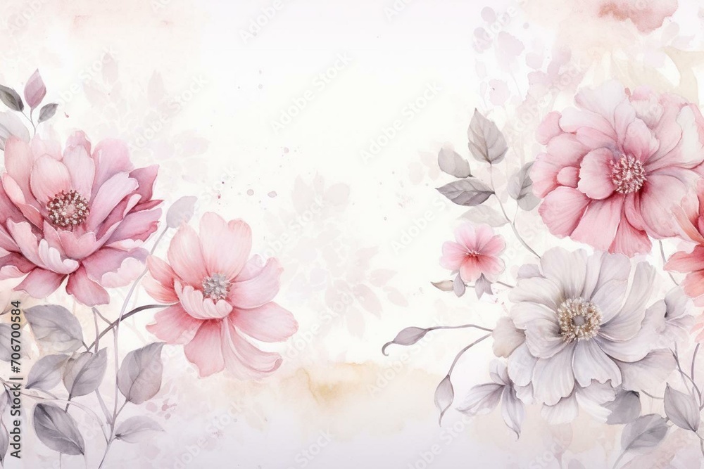 Elegant floral wallpaper with watercolor elements, perfect for home decor and printing. Generative AI