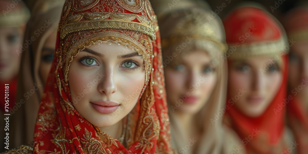 Beautiful young turkish girls with traditional clothing.