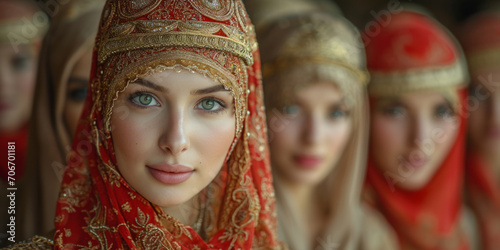 Beautiful young turkish girls with traditional clothing. photo