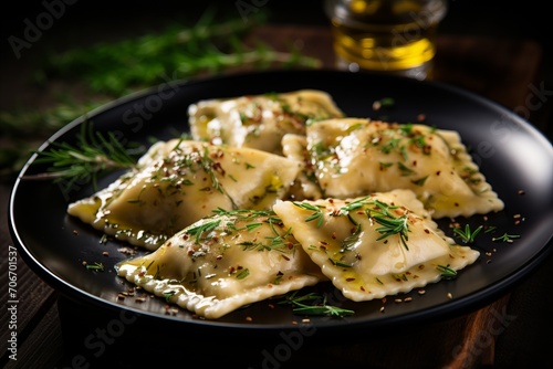 Delicious Italian Ravioli. An Appetizing Dish with Copy Space, Traditional Pasta Made with Love