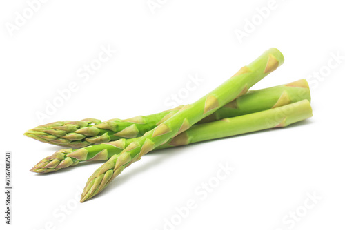 fresh green asparagus on a white background