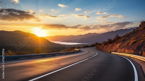 Curved highway desert road sunset scenery photography photo