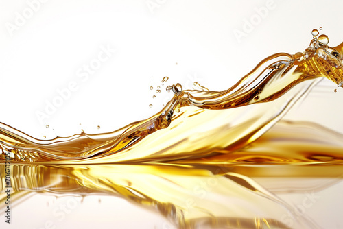 Oil yellow splash white background. photo