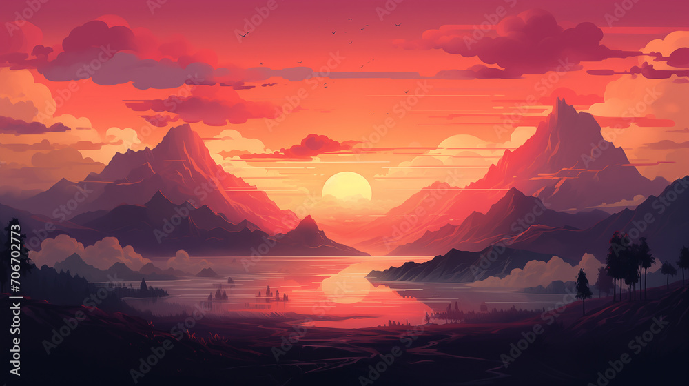 Lo-fi sunset in the mountains Lo-fi sunset in the mountains