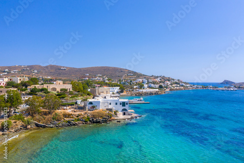 Beach of Platis gialos on Syros island, Greece.