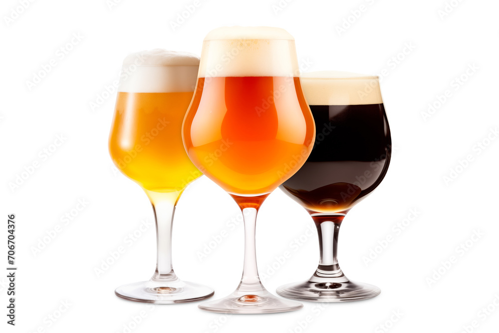 Set of Beer glasses on a white background. Mugs with drink like Ipa, Pale Ale, Pilsner, Porter or Stout Set of Beer glasses on a white background. Mugs with drink like Ipa, Pale Ale, Pilsner, Porter or Stout