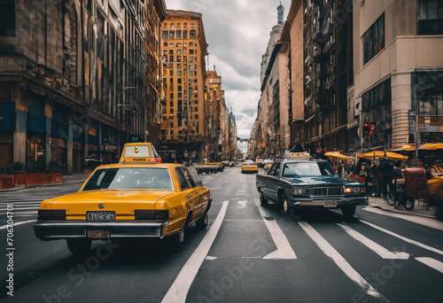 On the Move Taxi Drivers Providing Professional and Efficient Urban Transportation Services © Patryk