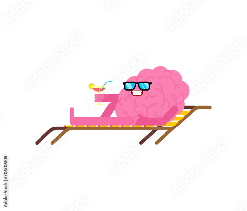 Brain relax in Chaise lounge. Brains are resting. Rest for thoughts