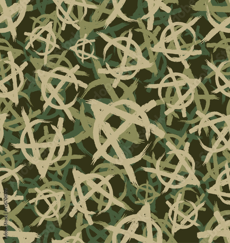 Anarchy Military pattern seamless. Punk Army symbol background. Protective texture