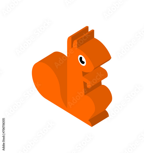 Squirrel Isometric isolated. bun tree-dwelling rodent with a bushy tail